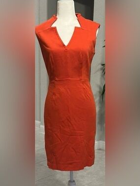 Trina Turk Vibrant Orange Midi Sheath Dress